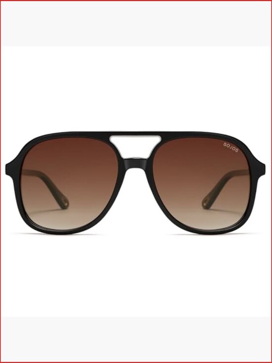Retro Polarized Aviator Sunglasses, UV400 Protection, Square Frame main image 7